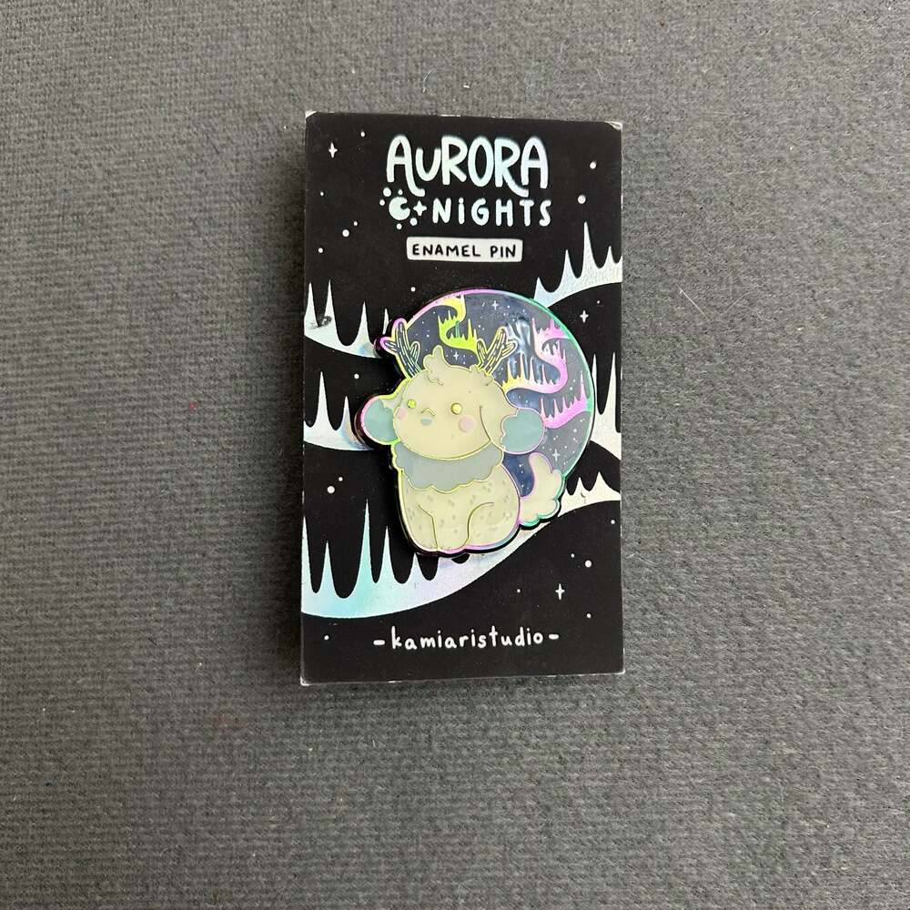 Aurora Nights Enamel Pin by Kamiari Studio featuring fantasy creature